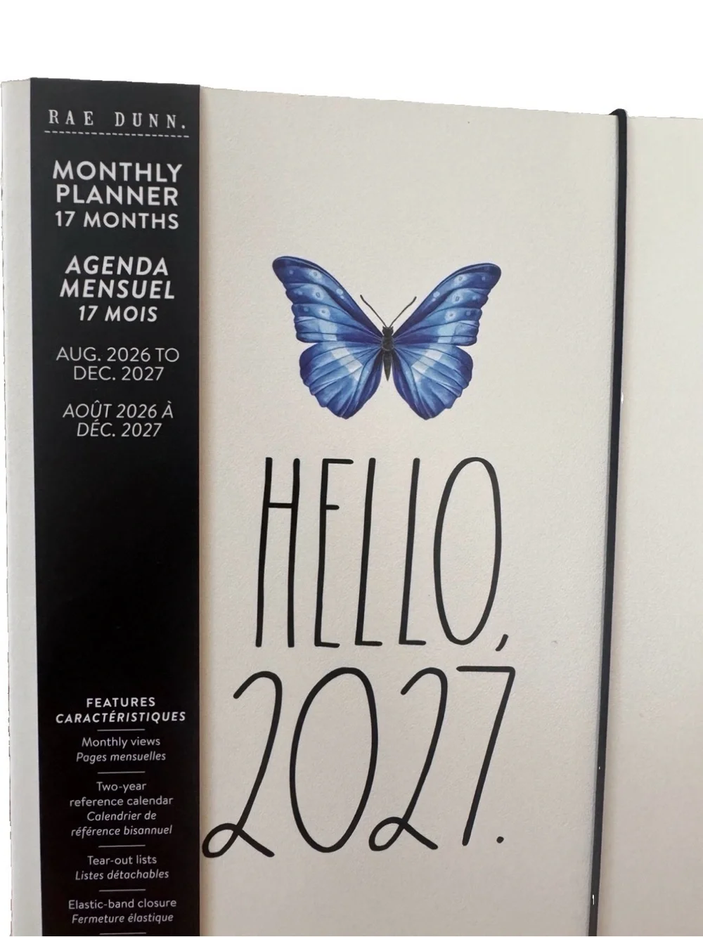Rae Dunn 2027 PLANNER Soft Cover Spiral 17 months Planner Butterfly Ivory 9x7”